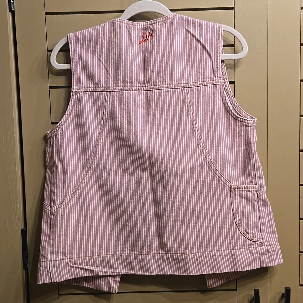 Damson Madder Dilly Vest Jacket in Pink Stripe EU Size 8/ US Size 4 - Picture 8 of 9
